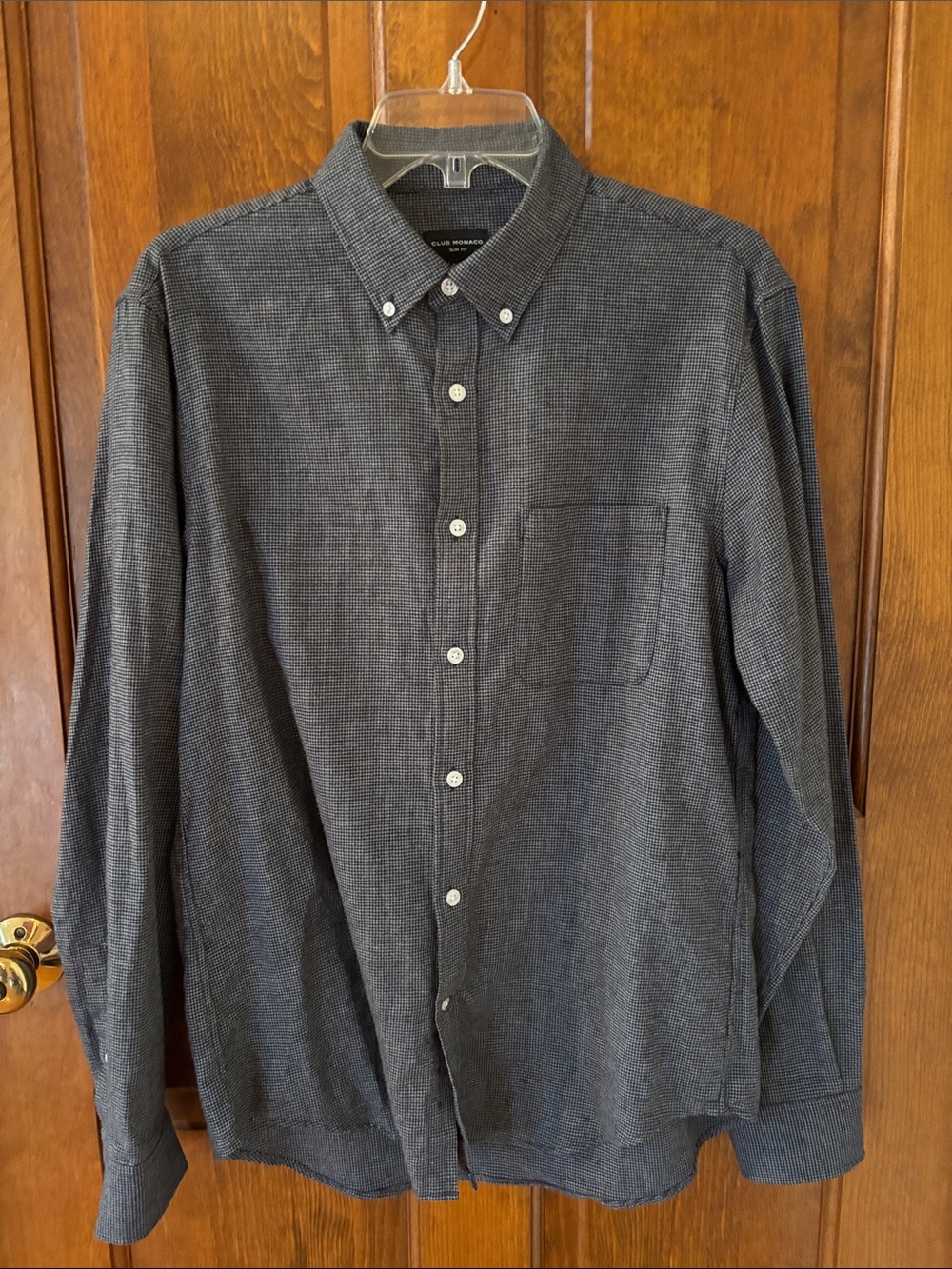 Club Monaco Men's Dark Charcoal Button-Down Shirt, M